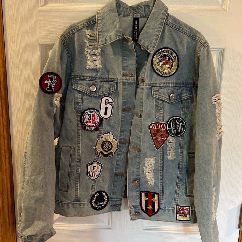 Design lab denim patched jacket